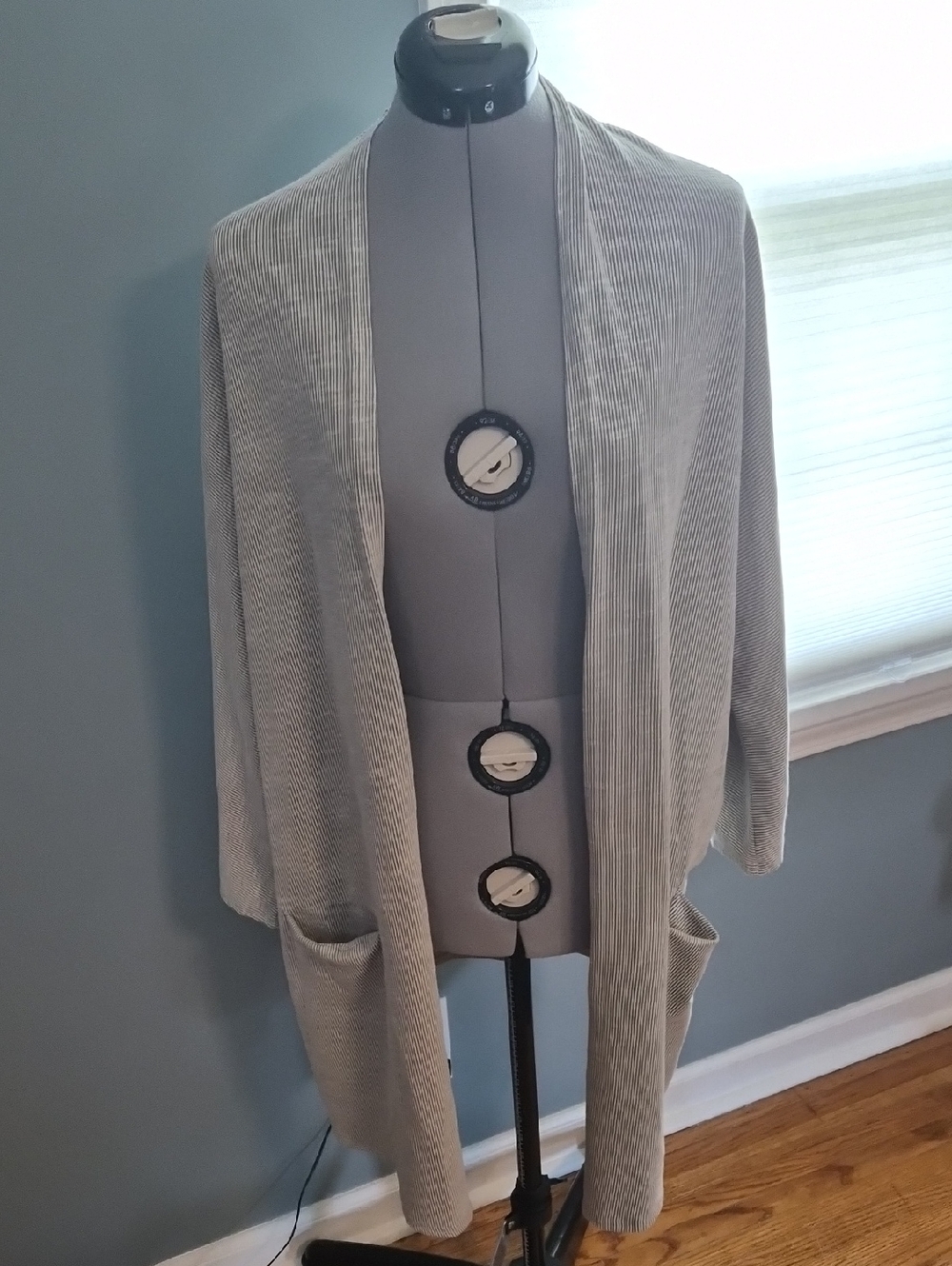 DONNI. Light Gray Open-Front Ribbed Cardigan